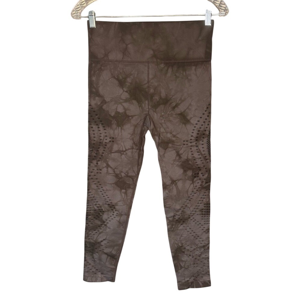 Betsey Johnson Performance Brown Tie dye Perforated Leggings women's‎ M, EUC